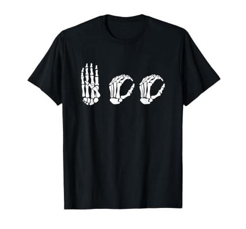 Deaf Halloween ASL Costume Boo Hands ASL Halloween Skeleton Hand American Sign Language Boo T-Shirt - size chart