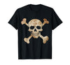 Halloween Designs. Pirate Flag Skull and Crossbones Skeleton Graphic Halloween T-Shirt - size chart