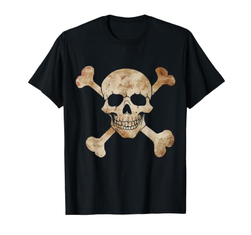Halloween Designs. Pirate Flag Skull and Crossbones Skeleton Graphic Halloween T-Shirt - size chart