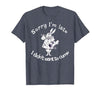 Sorry I'm Late, I Didn't Want to Come White Rabbit Watch T-Shirt — design detail