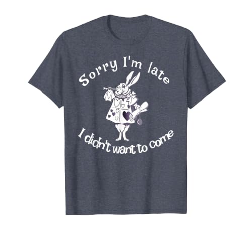 Sorry I'm Late, I Didn't Want to Come White Rabbit Watch T-Shirt — design detail