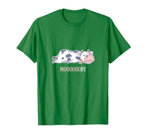 Bad Mood Sleeping Cow Tee Moooody Cow Beef Milk Farm Animals T-Shirt - size chart