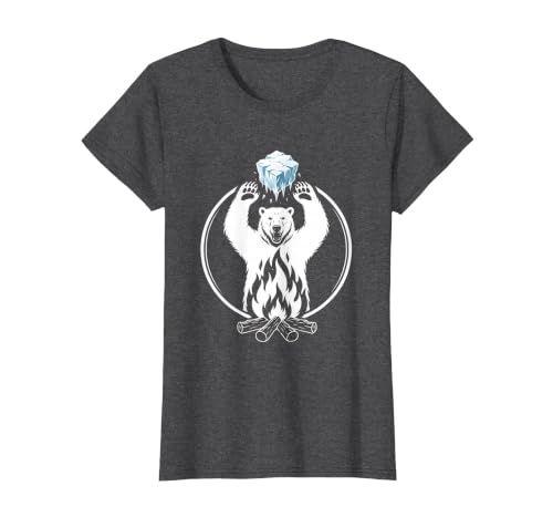 Mademark Polar Bear Throws Ice Into Fire Funny Design T-Shirt - size chart