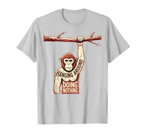 Mademark Hanging Around Doing Nothing Funny Monkey Design T-Shirt - Men - size chart