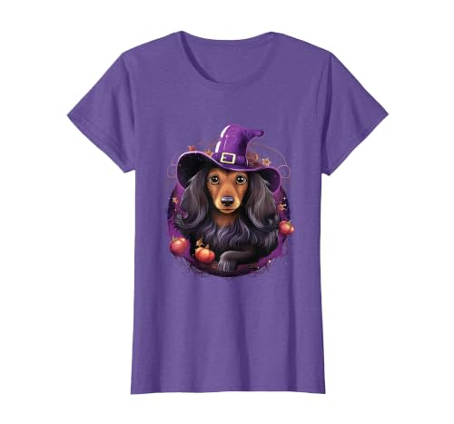 Dachshund Lovers Halloween Costume Cute Witch Funny Dachshund Halloween Costume Dog Lover T-Shirt - size chart