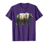 Bear Designs. Bear Forest Mountains Trees Nature Sunset Outdoor Graphic T-Shirt - size chart