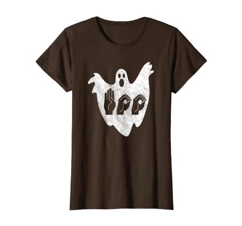 Sign Language Apparel Funny ASL American Sign Language Halloween T-Shirt - size chart