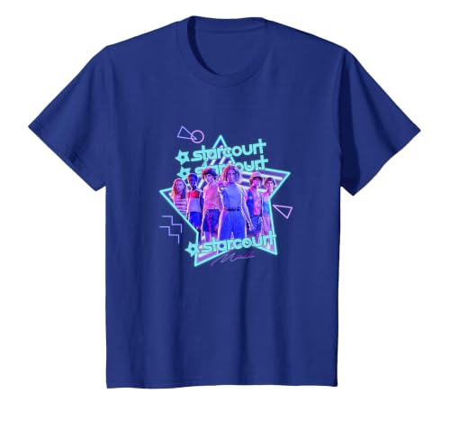 Stranger Things Starcourt Mall Vintage Neon Group Portrait T-Shirt - size chart