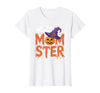 Mom-ster Halloween Funny Witch Hat Pumpkin Mom Momster Mom Mommy Matching Family Halloween Costume Women T-Shirt - size chart