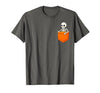 Halloween Spooky Funny Design Skeleton in Pocket Halloween Spooky Funny Skull Costume T-Shirt - size chart