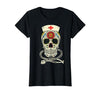 Halloween Nurse Shirts For Women Scrub Costumes Nurse Sugar Skull Stethoscope RN Medical Halloween Costume T-Shirt - size