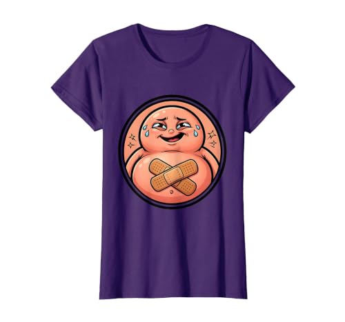 Mademark Tummy Ache Survivor Cute Stomach Bandage Graphic T-Shirt - size chart