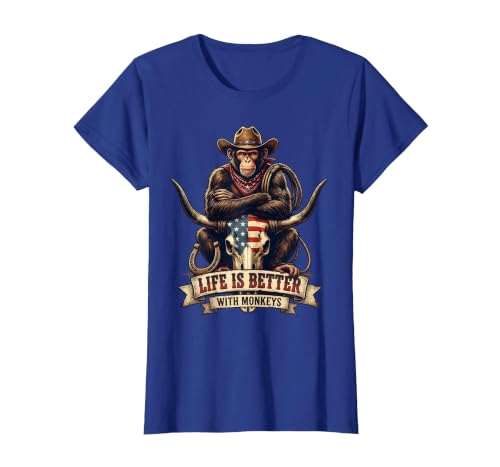 Mademark Life Is Better With Monkeys Fun Primate Design T-Shirt - Women - size chart