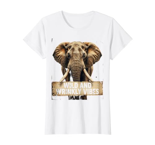 Mademark Wild and Wrinkly Vibes Elephant Graphic Design T-Shirt - Women - size chart