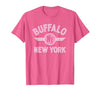 133 Apparel Buffalo NY Buffalo New York Circle NY Pink Print T-Shirt - size chart