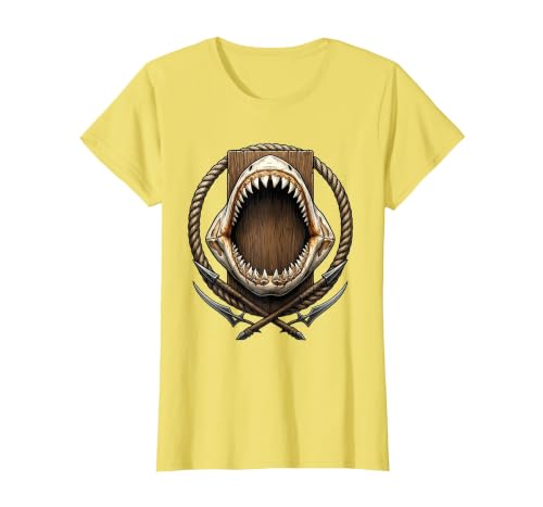 Mademark Shark Jaw Bones Mounted on Wooden Wall Art T-Shirt - size chart