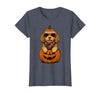 Funny Retro Maltipoo mom Halloween Spooky Cavapoo Pumpkin Halloween Doodle Dog Lover T-Shirt - size chart