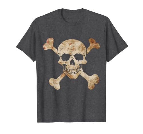 Halloween Designs. Pirate Flag Skull and Crossbones Skeleton Graphic Halloween T-Shirt - size chart