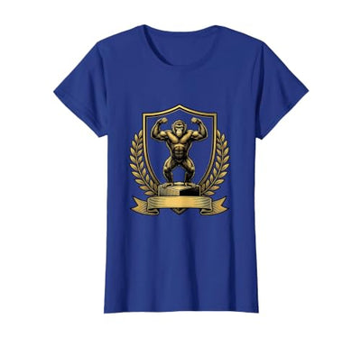 Monkey Flexing Muscles on Gym Podium T-Shirt - Women