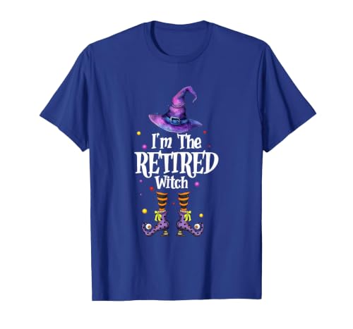 Funny Quote Horror Costume Party Family Friends I'm The Retired Witch Spooky Scary Halloween Retiree Women T-Shirt - size