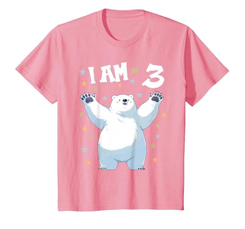 3 years old 3rd birthday Polar Bear Kids 3 Years Old 3 Birthday Polar Bears Boy Girl Polar Bear T-Shirt - size chart