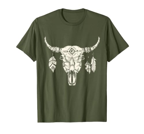 Buffalo Animals Gift Idea Bison Buffalo Skull Animal Design T-Shirt - size chart