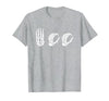 Deaf Halloween ASL Costume Boo Hands ASL Halloween Skeleton Hand American Sign Language Boo T-Shirt - size chart