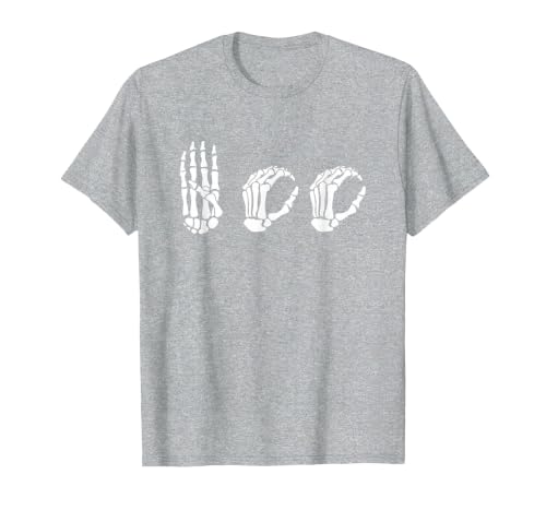 Deaf Halloween ASL Costume Boo Hands ASL Halloween Skeleton Hand American Sign Language Boo T-Shirt - size chart