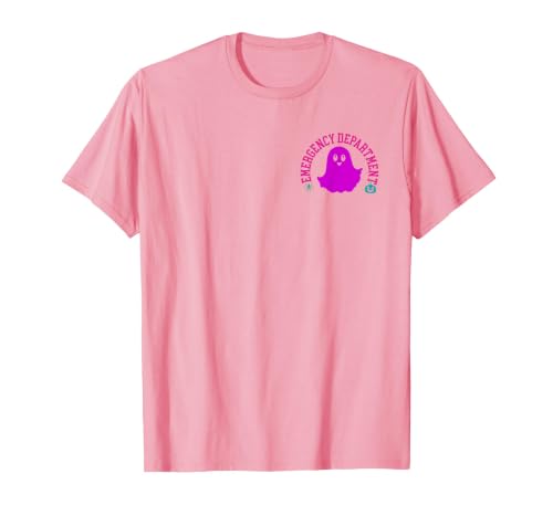 ER Nurse Halloween Pumpkin Emergency Department Spooky Emergency Department Ghost ER Nurse Halloween T-Shirt - size chart
