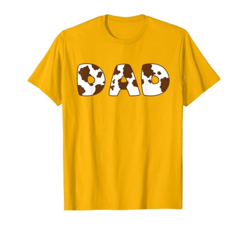Cow Print For Family Matching Outfits DAD Cow Brown White Animal Print, Cow Pattern Farmer DAD T-Shirt - size chart