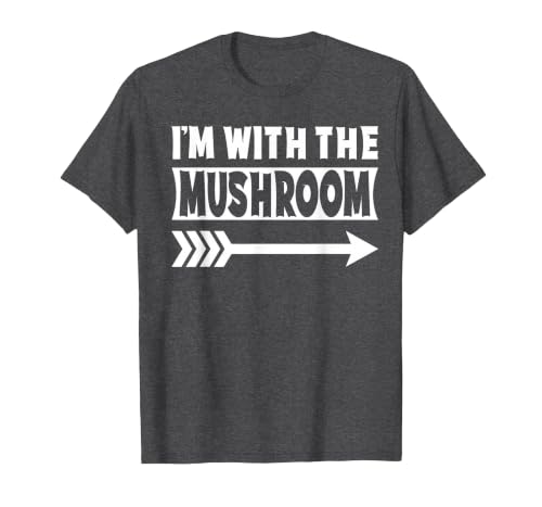 Funny Lazy & Easy Halloween Couple Costume Tee I'm with The Mushroom Halloween Costume Mushroom Halloween T-Shirt - size