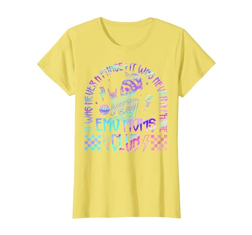 Emo Moms Club Halloween Costume Funny Skeleton It was Never A Phase Emo Moms Club Mother's Day Skeleton T-Shirt - size chart
