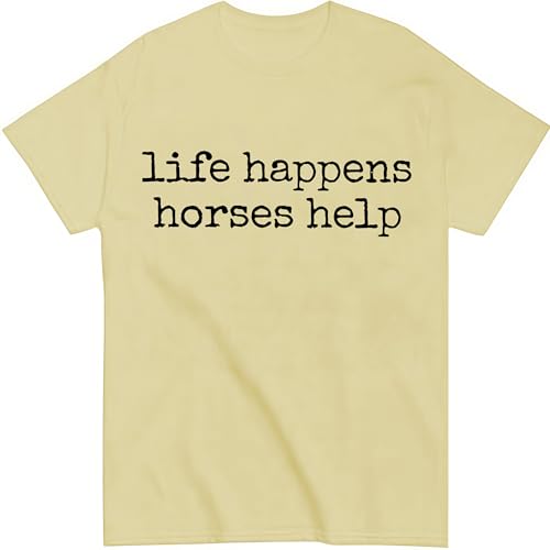 Nusyouc Life Happens Horses Help Equestrian T-Shirt Vintage Horse Lover T Shirt Tops - size chart
