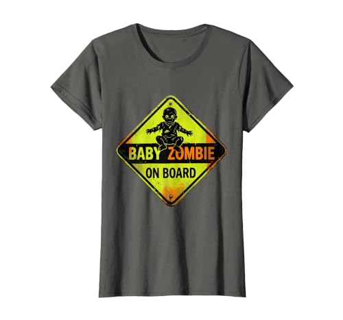 Mademark Baby Zombie On Board Pregnant Halloween Design T-Shirt - size chart