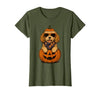Funny Retro Maltipoo mom Halloween Spooky Cavapoo Pumpkin Halloween Doodle Dog Lover T-Shirt - size chart
