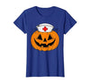 Halloween Tees for Women Men Kids Funny Pumpkin Nurse Scary Halloween Costume RN CNA ICU Women T-Shirt - size chart