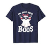 Addictive Designs Halloween Merch Funny Halloween, Just Here for the Boos, Ghost Drinking Wine T-Shirt - size chart