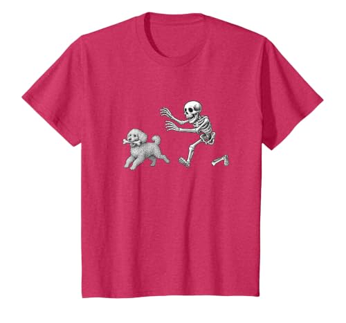 Funny Halloween Dog Lovers Gift Tees Skeleton Dogs Funny Skeleton Chasing Goldendoodle Dog Halloween Dogs Lover T-Shirt -