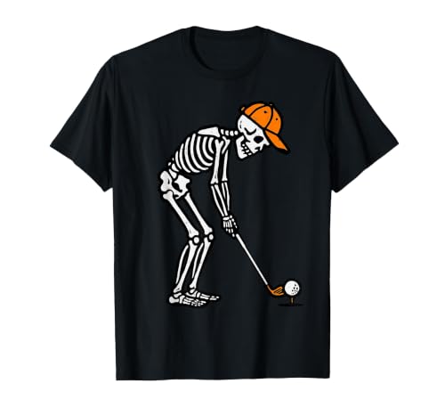 Halloween Tees for Women Men Kids Skeleton Golf Halloween Golfer Costume Dad Mens Boys Kids T-Shirt - size chart