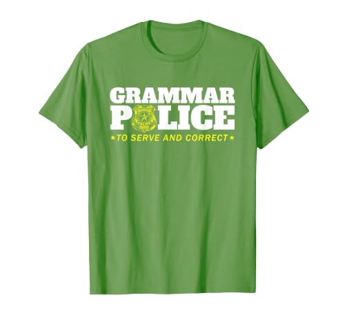 Easy Halloween Costume Top Shop Grammar Police Officer Funny Badge Halloween Costume T-Shirt - size chart