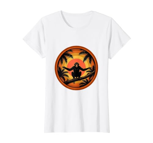 Mademark Monkey Silhouette Tropical Sunset Graphic T-Shirt - Women - size chart