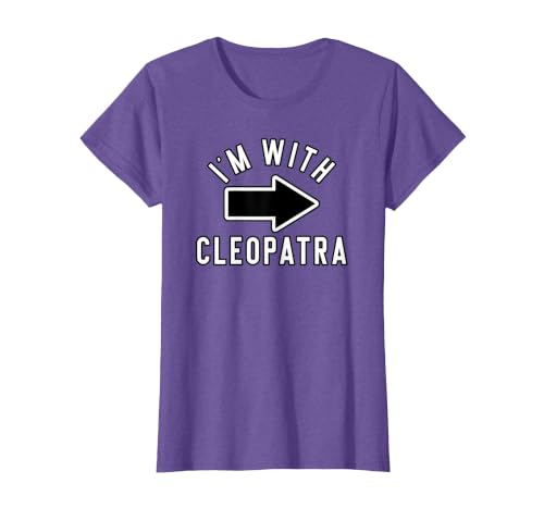 Lazy Last Minute Cleopatra Halloween Costumes Couples Halloween Costume Shirts I'm with Cleopatra T-Shirt - size chart