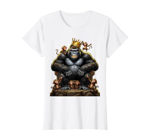 Mademark King Gorilla Dad Surrounded by Little Monkeys T-Shirt - Women - size chart