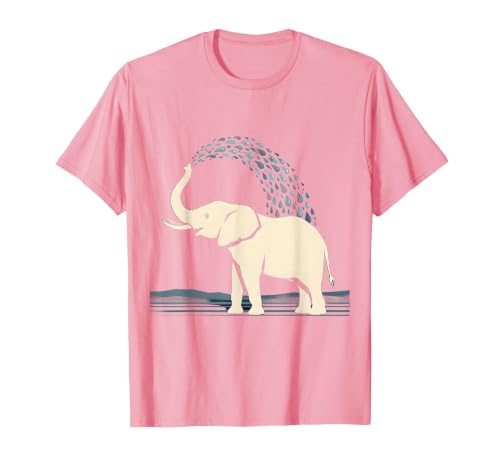 Mademark Elephant Spraying Water Raised Trunk Illustration T-Shirt - Men - size chart