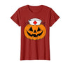 Halloween Tees for Women Men Kids Funny Pumpkin Nurse Scary Halloween Costume RN CNA ICU Women T-Shirt - size chart