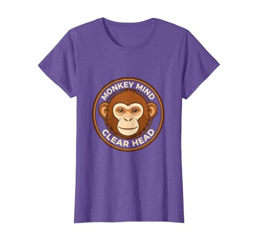 Mademark Monkey Mind Clear Head Sober Living Design T-Shirt - Women - size chart
