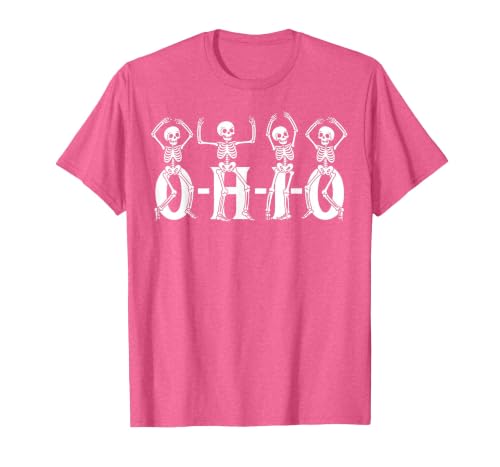 Funny O-H-I-O State Skeleton Halloween Funny O-H-I-O State Skeleton Ohio Halloween Vintage Vibe Fun T-Shirt - size chart