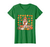Shetland Sheepdog Sheltie Shop Sheltie Shetland Sheepdog Pumpkins Fall Leaves Halloween T-Shirt - size chart