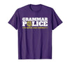 Easy Halloween Costume Top Shop Grammar Police Officer Funny Badge Halloween Costume T-Shirt - size chart