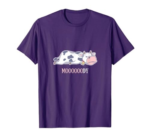 Bad Mood Sleeping Cow Tee Moooody Cow Beef Milk Farm Animals T-Shirt - size chart